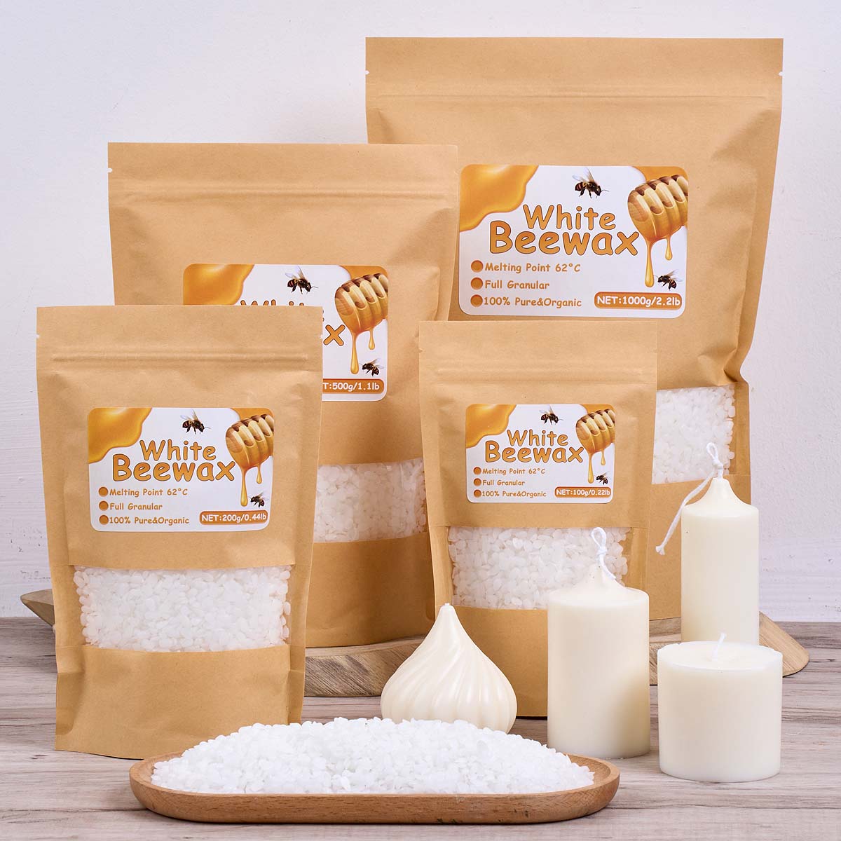 Candle Making Kit Beeswax - 1000 جرام شمع العسل الأبيض لتقوم