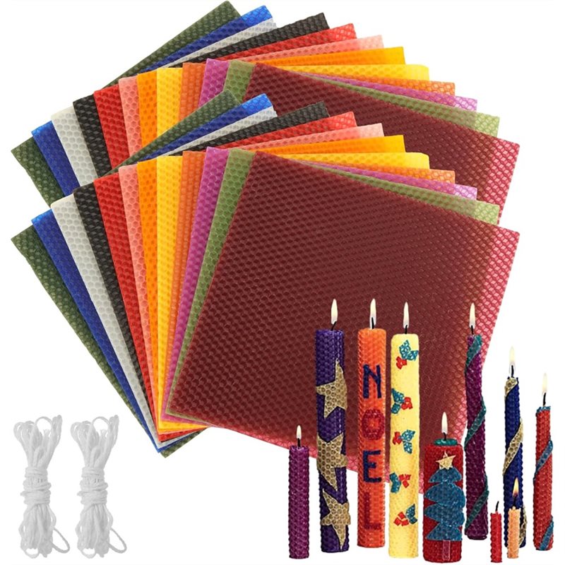 Candle Making Kit Beeswax - أوراق شمع النحل AT21 (24 قطعة)،